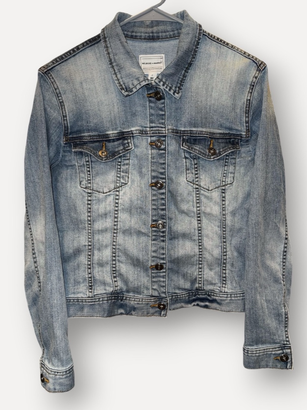 Melrose and Market Light Wash Denim Trucker Jacket | Medium
